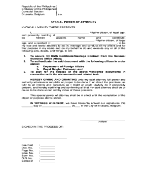 Marriage contract form - special power of attorney sample dfa