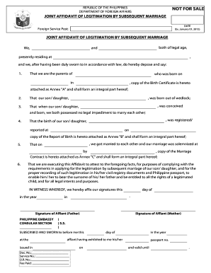 After marriage agreement - affidavit of legitimation sample