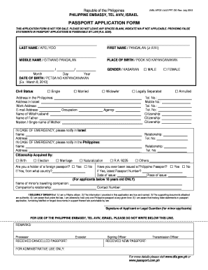 Philippine Passport Application Form