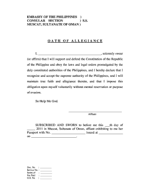 Oath Of Allegiance Philippines - Fill and Sign Printable Template Online