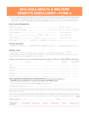 OCEA Health & Welfare Benefits Enrollment Form