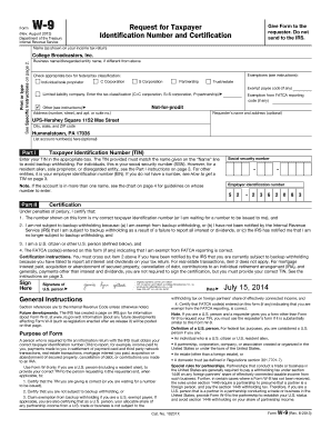 IRS Form W-9 Request for Taxpayer Identification Number and Certification
