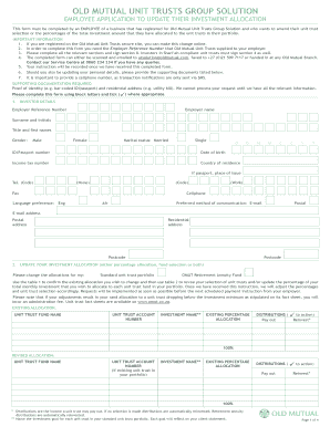 Old Mutual Unit Trusts Employee Application