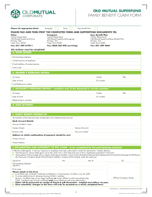 Old Mutual SuperFund Family Benefit Claim Form