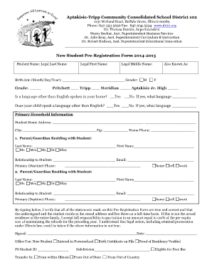 New Student Pre-Registration Form