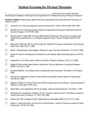 Medical Screening for Physical Therapists