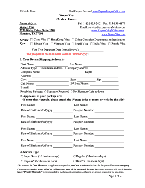 China Visa Application Form