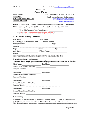 Wooee Visa Order Form