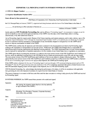 UPS Exporter Power of Attorney