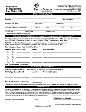 Request for Reimbursement from FSA or HRA