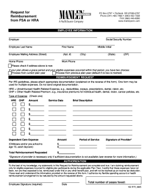 Request for Reimbursement Form