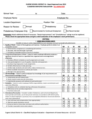 Eugene School District 4J Classified Employee Evaluation bb - 4j lane