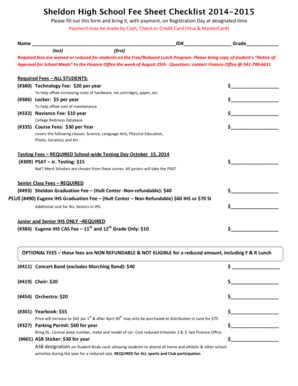 Sheldon High School Registration Form