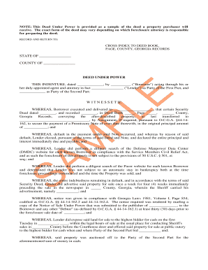 Georgia Deed Under Power Sample