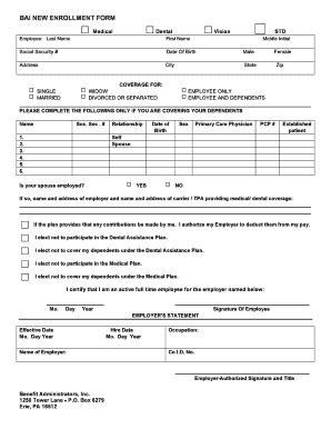 BAI New Enrollment Form