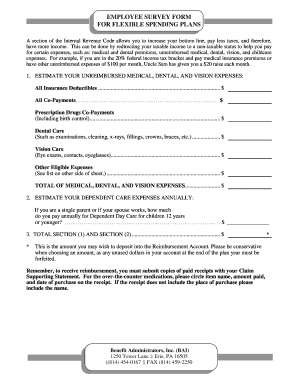 Employee Survey Form for Flexible Spending Plans