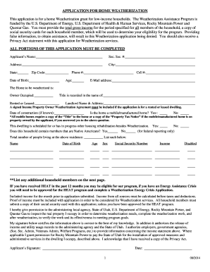 Utah Home Weatherization Application