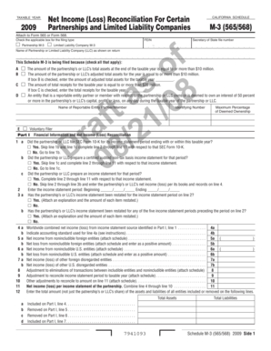 California Schedule M-3 (565/568) Tax Form