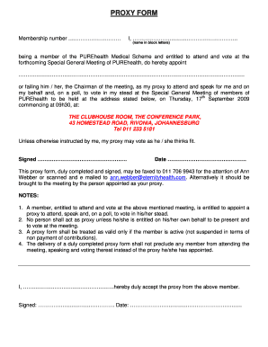 Proxy Form for PUREhealth Medical Scheme Meeting