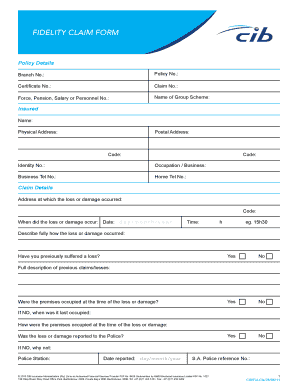 Fidelity Claim Form