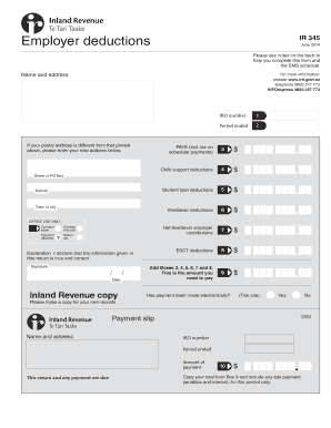 Employer Deductions IR 345 Form