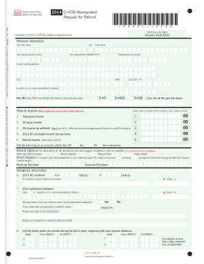 DC D-40B Nonresident Request for Refund