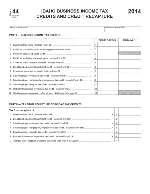 Idaho Business Income Tax Form 2014