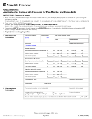 Group Benefits Optional Life Insurance Application