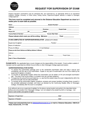 Request for Supervision of Exam