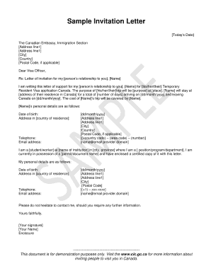 Country invitation letter sample