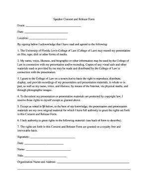Speaker Consent and Release Form