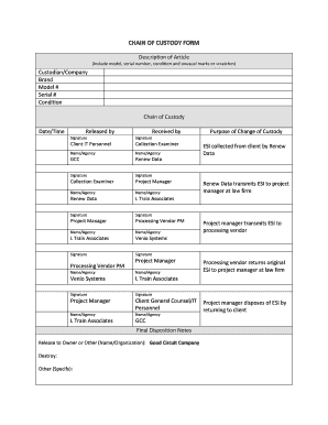 Chain of Custody Form