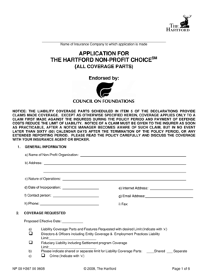 The Hartford Non-Profit Choices Application