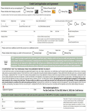Five Star Credit Union Credit Card Application and Agreement