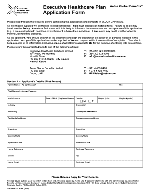 Executive Healthcare Plan Application Form