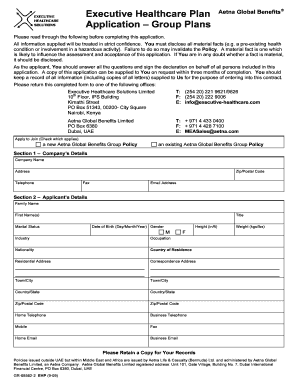 Executive Healthcare Plan Application Form
