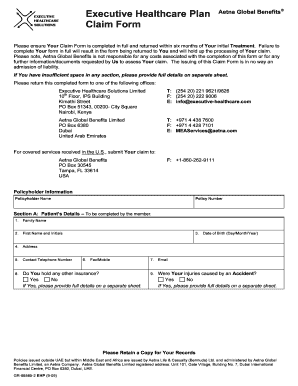 Aetna Global Benefits Healthcare Claim Form