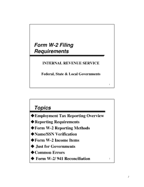IRS Form W-2 Filing Requirements