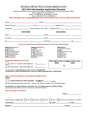 Georgia Music Educators Association Membership Application