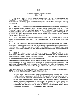 Military Service Member Residential Lease