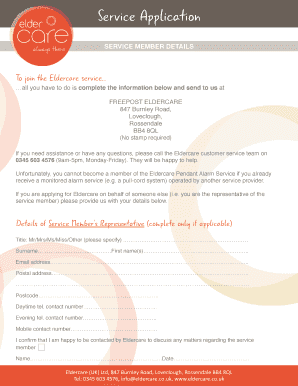 Eldercare Service Application Form