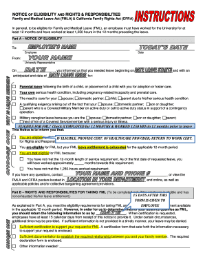 FMLA and CFRA Notice of Eligibility and Rights & Responsibilities