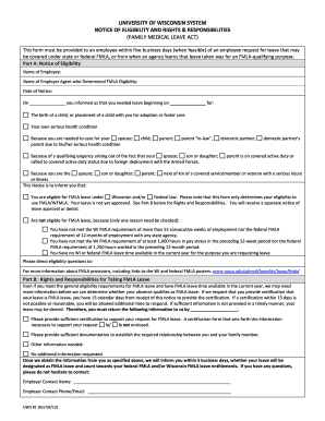 University of Wisconsin FMLA Eligibility Notice