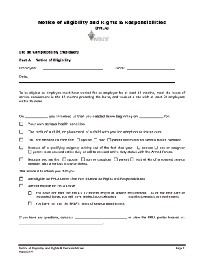 FMLA Notice of Eligibility and Rights & Responsibilities