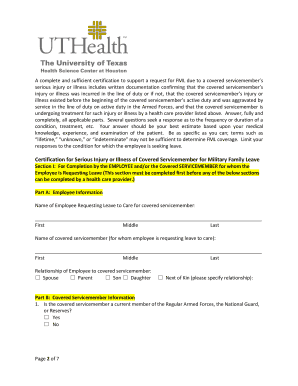 Certification for Serious Injury or Illness of a Covered Servicemember
