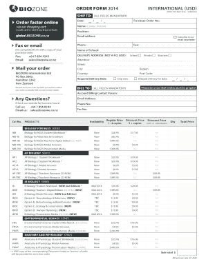 BIOZONE International Order Form 2014