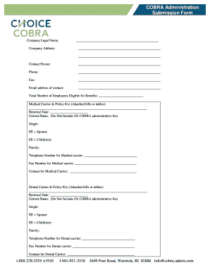 COBRA Administration Submission Form