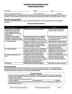 Columbia University Medical Center Patient Payment Policy