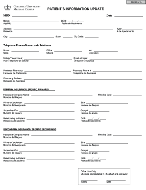 Patient Information Update Form