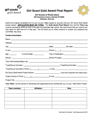 Girl Scout Gold Award Final Report - Girl Scouts of Rhode Island - gsri
